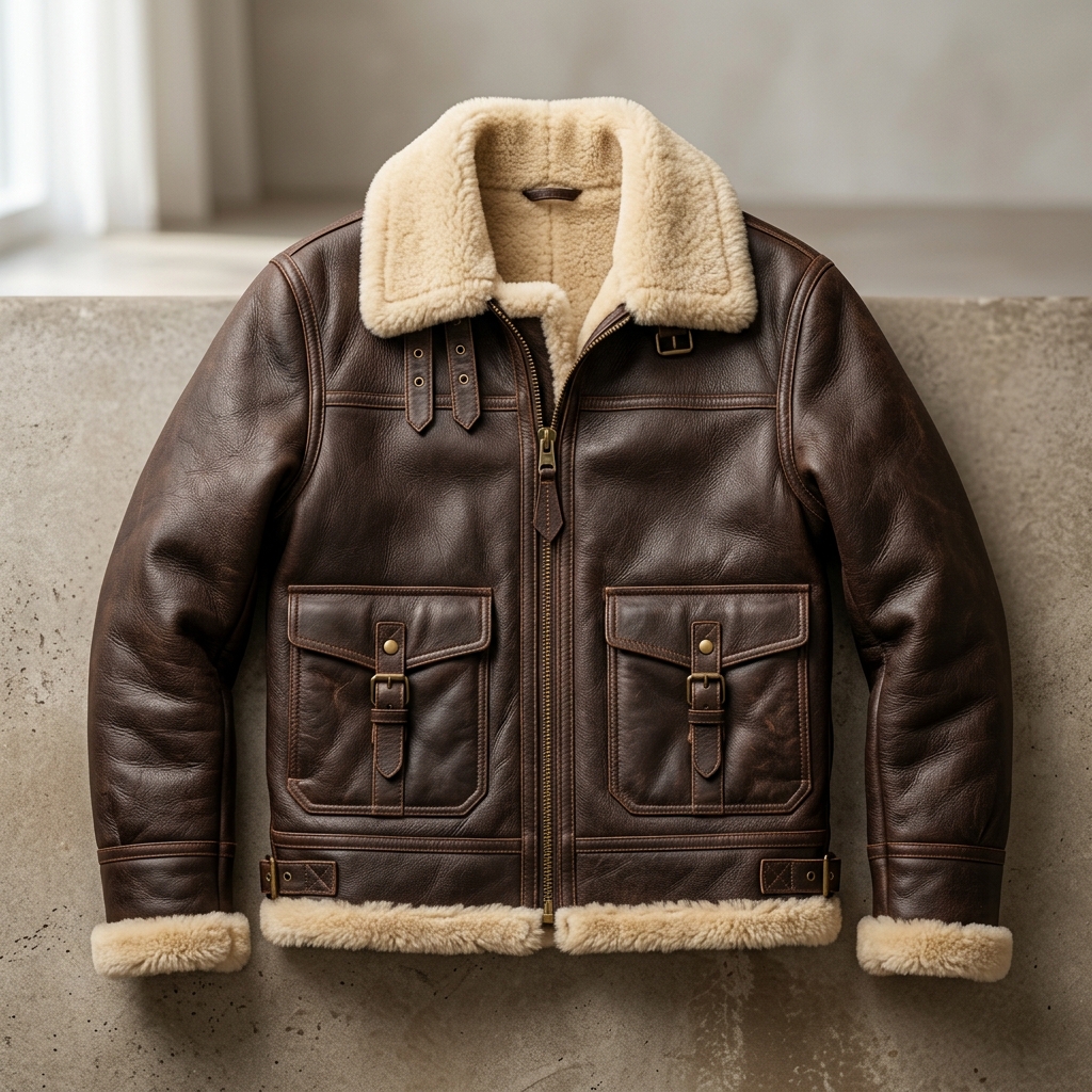 Shearling Leather Aviator Jacket